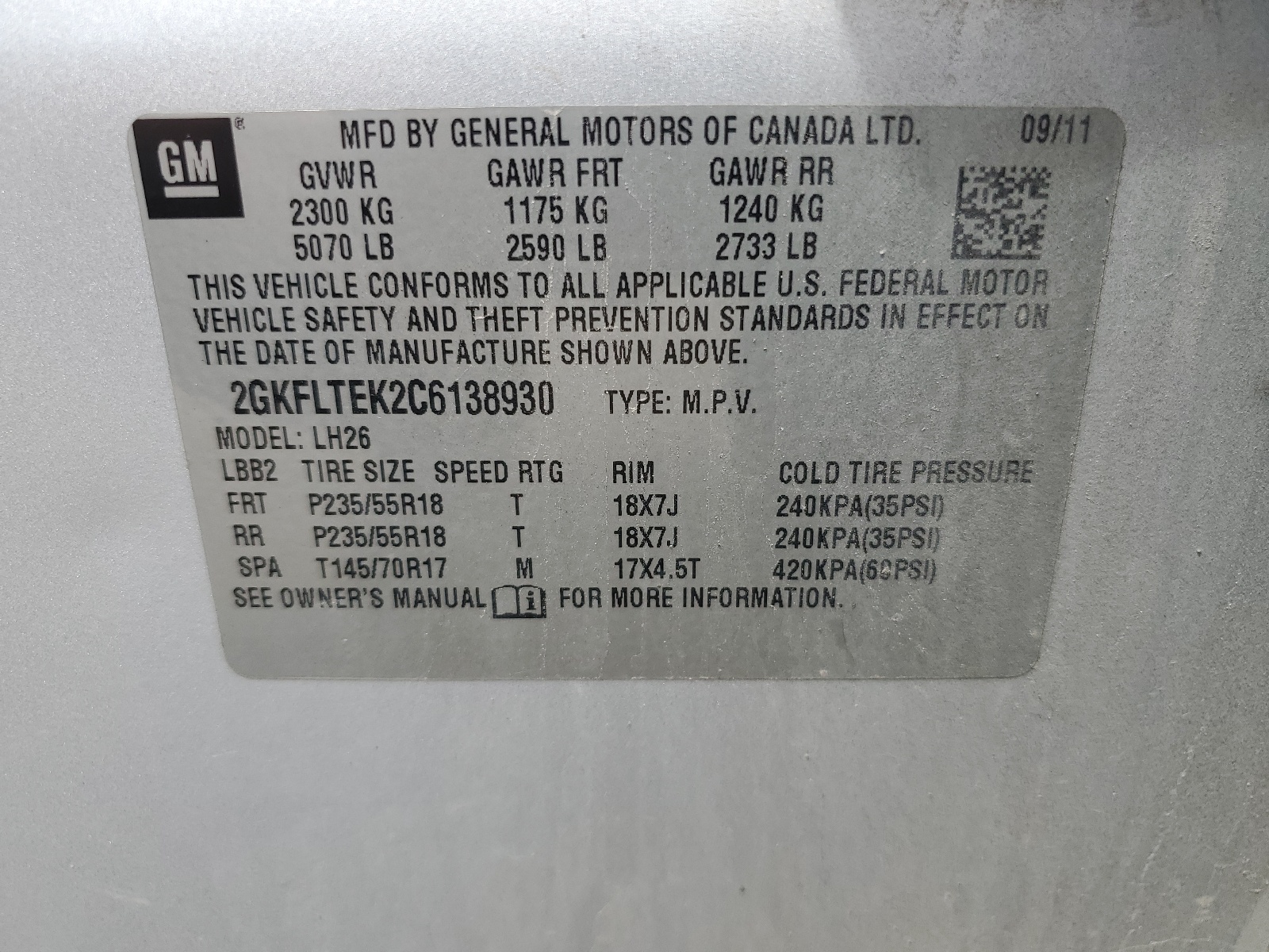 2GKFLTEK2C6138930 2012 GMC Terrain Sle