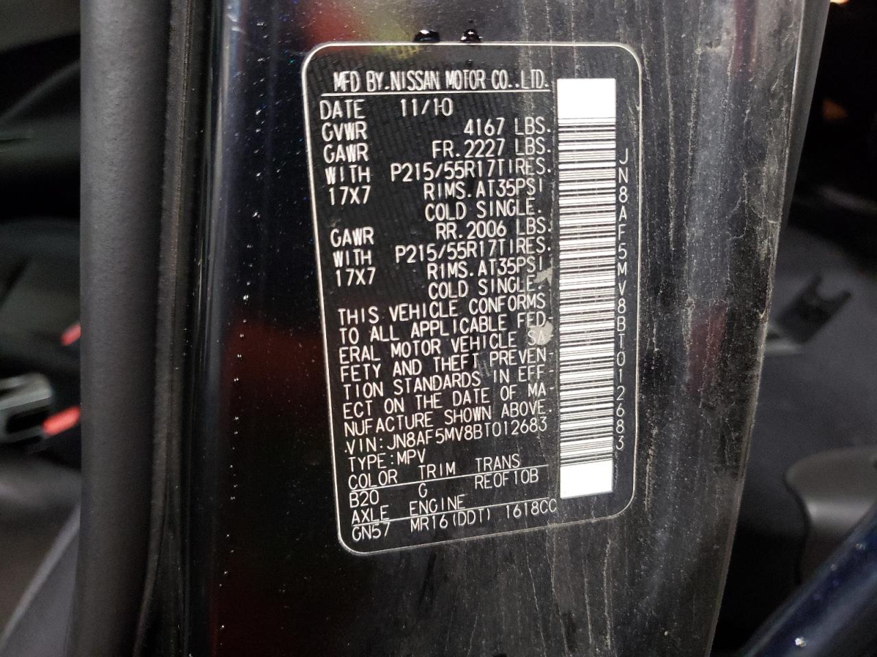 2011 Nissan Juke S VIN: JN8AF5MV8BT012683 Lot: 66763394