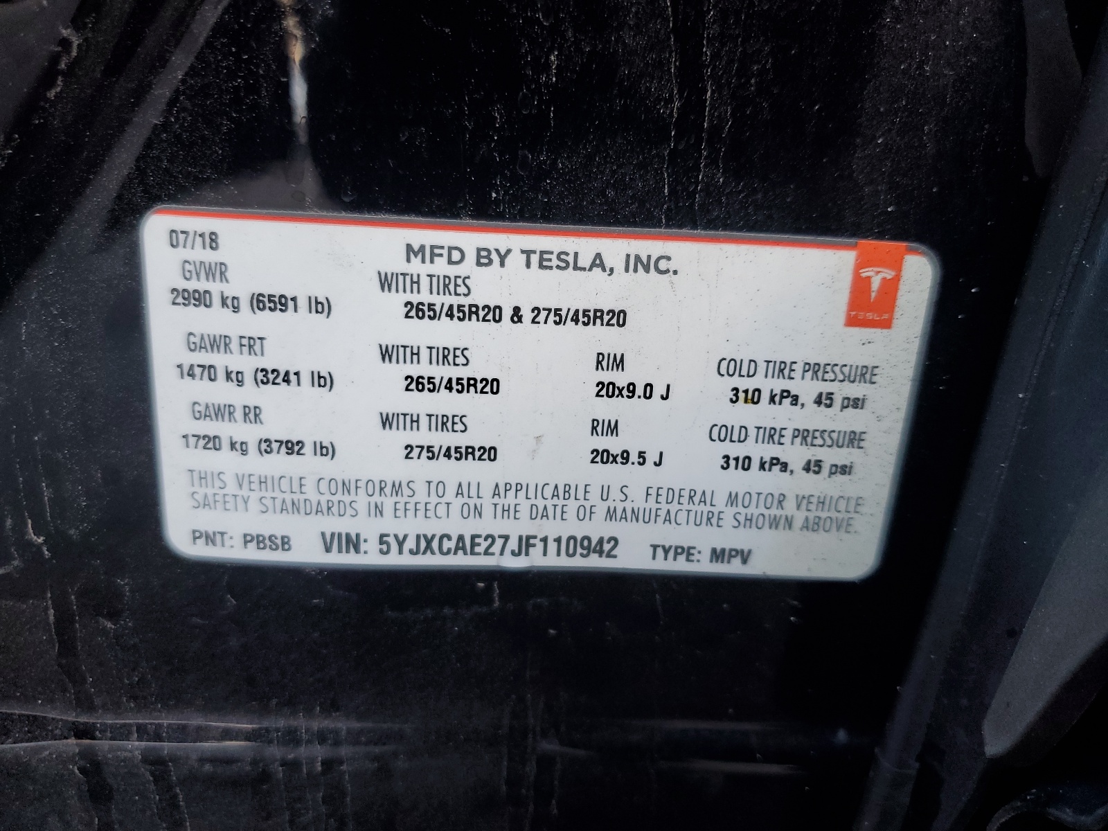5YJXCAE27JF110942 Tesla Model X 2018. Фото: 12