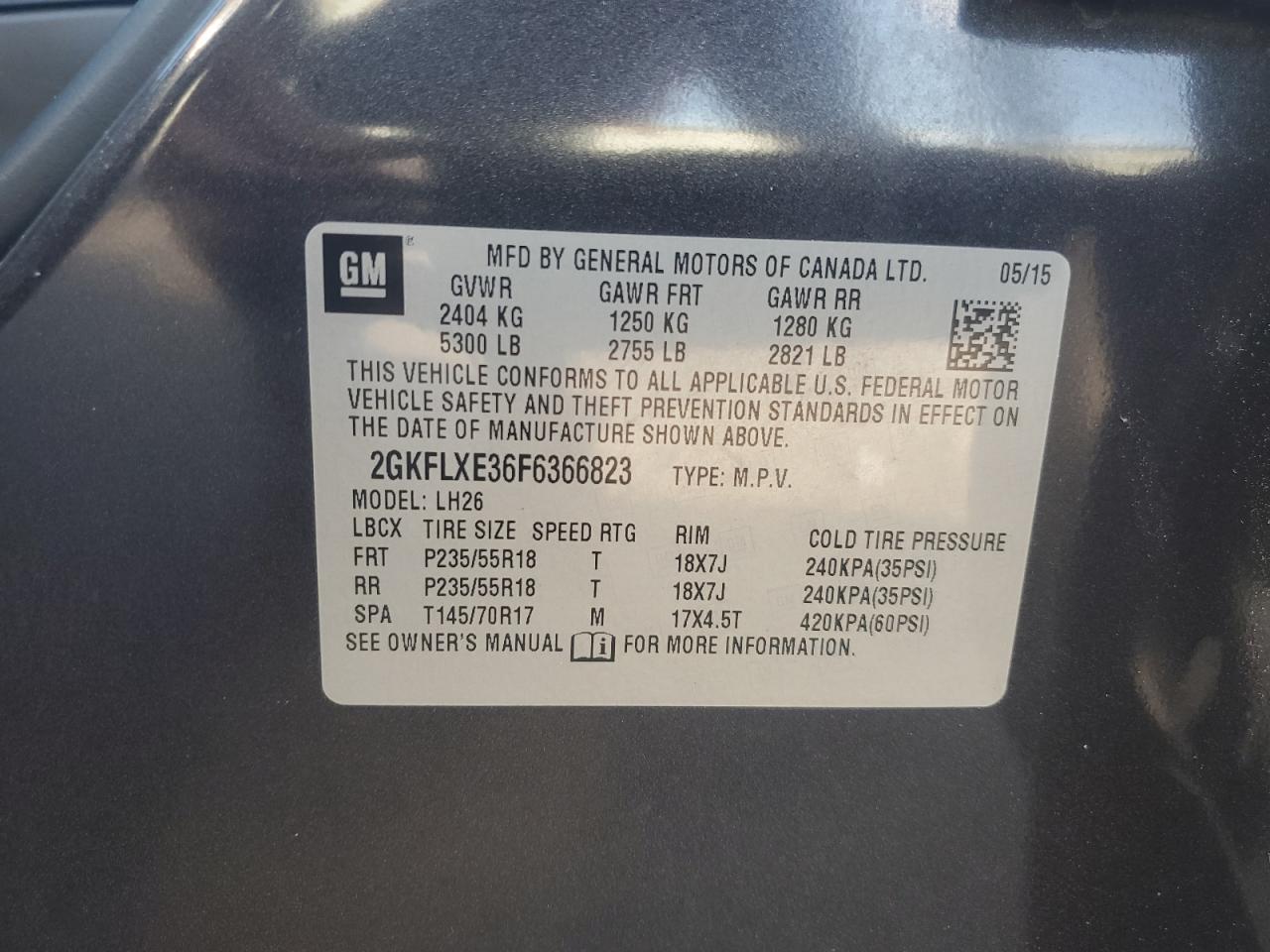 2GKFLXE36F6366823 2015 GMC Terrain Slt