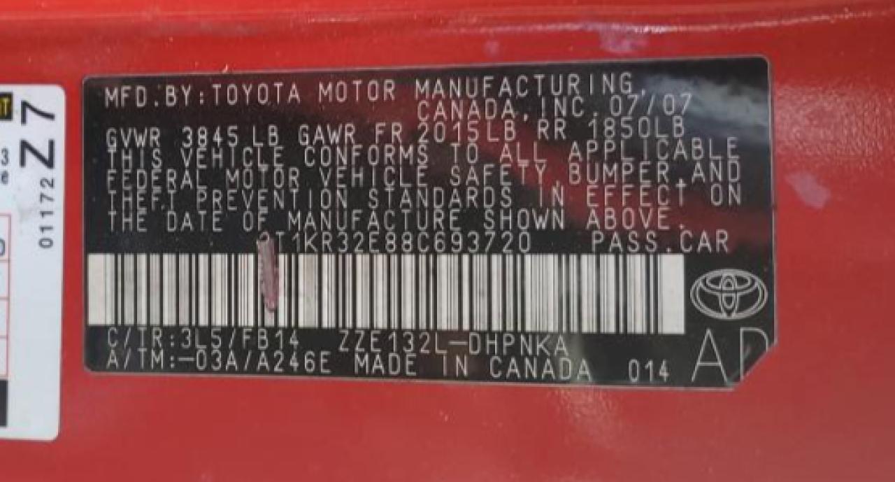 2T1KR32E88C693720 2008 Toyota Corolla Matrix Xr