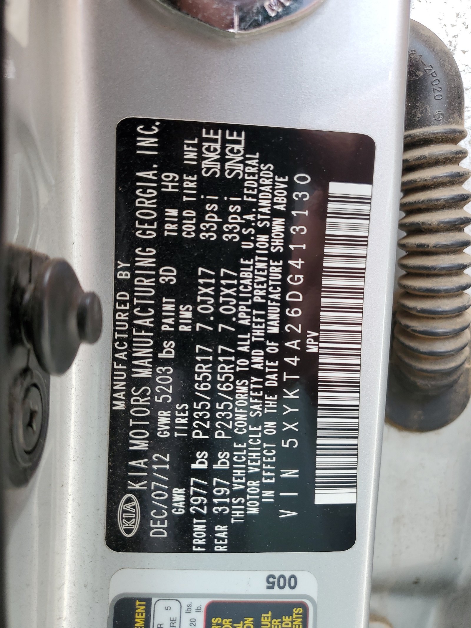 5XYKT4A26DG413130 2013 Kia Sorento Lx