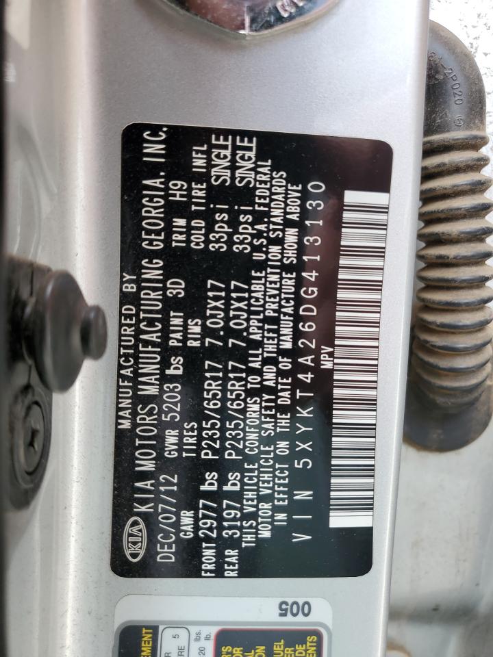 2013 Kia Sorento Lx VIN: 5XYKT4A26DG413130 Lot: 66323164