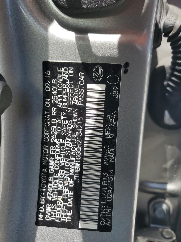 2017 Lexus Es 300H VIN: JTHBW1GG0H2134215 Lot: 65327284