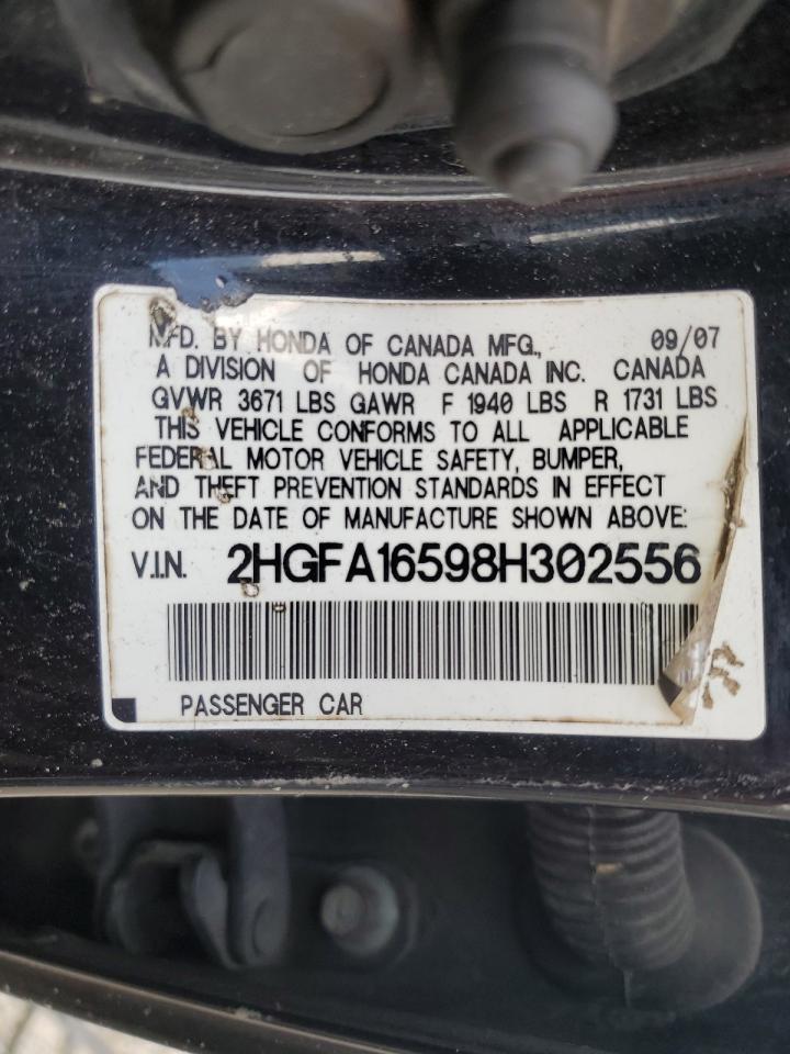 2008 Honda Civic Lx VIN: 2HGFA16598H302556 Lot: 67258024