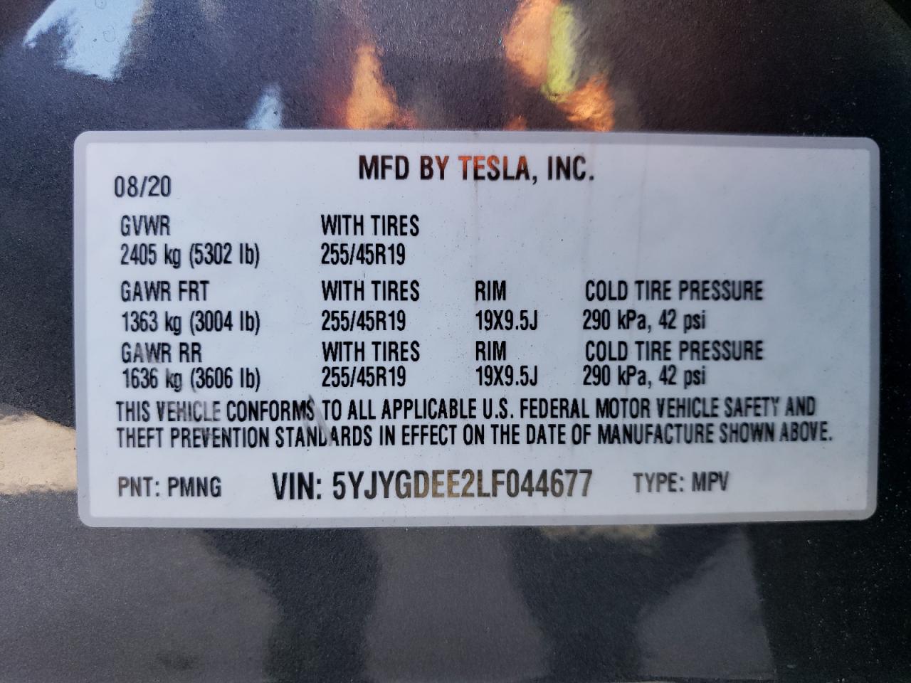 5YJYGDEE2LF044677 2020 Tesla Model Y