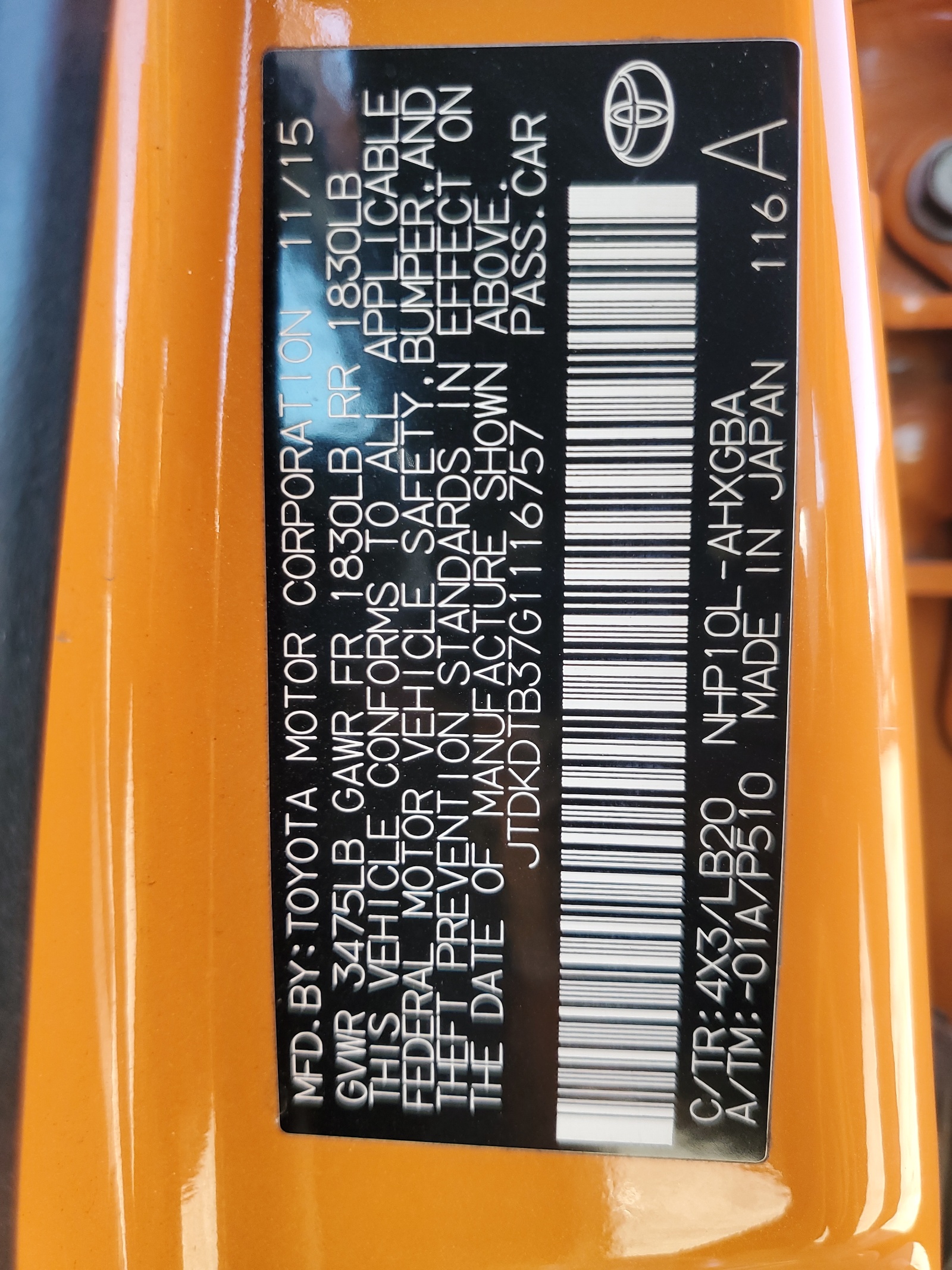 JTDKDTB37G1116757 2016 Toyota Prius C
