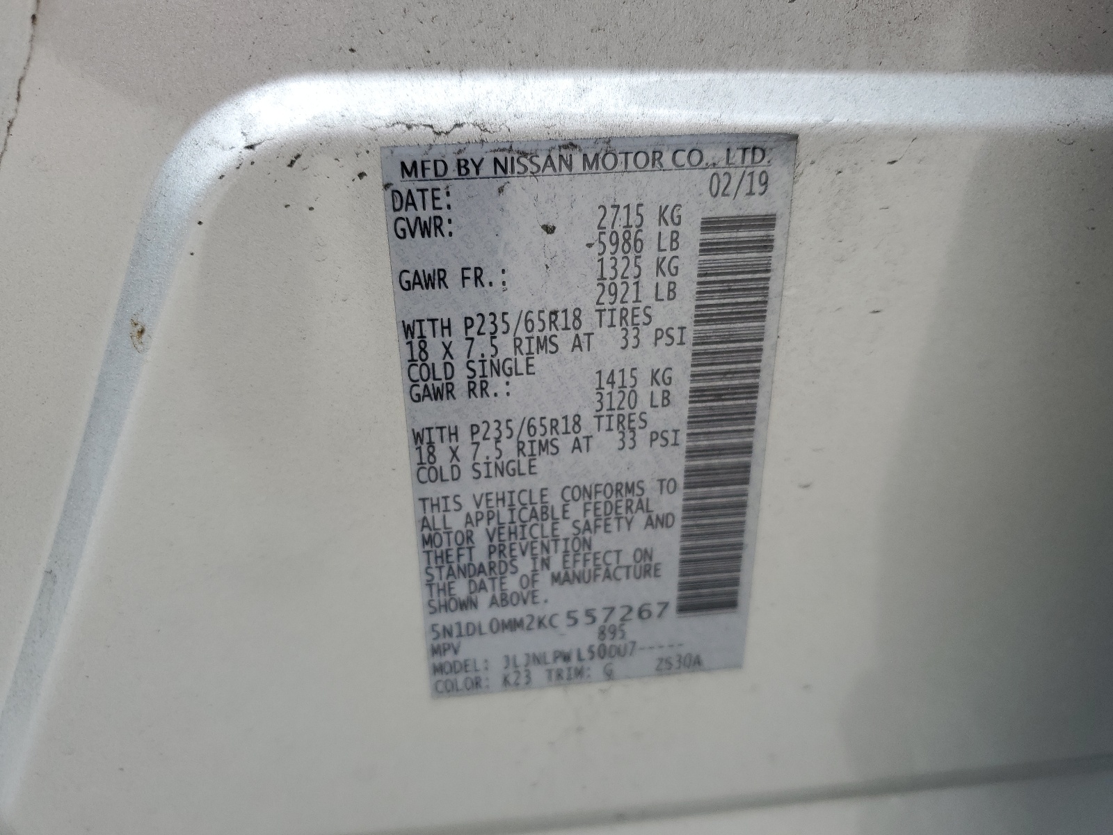 5N1DL0MM2KC557267 2019 Infiniti Qx60 Luxe