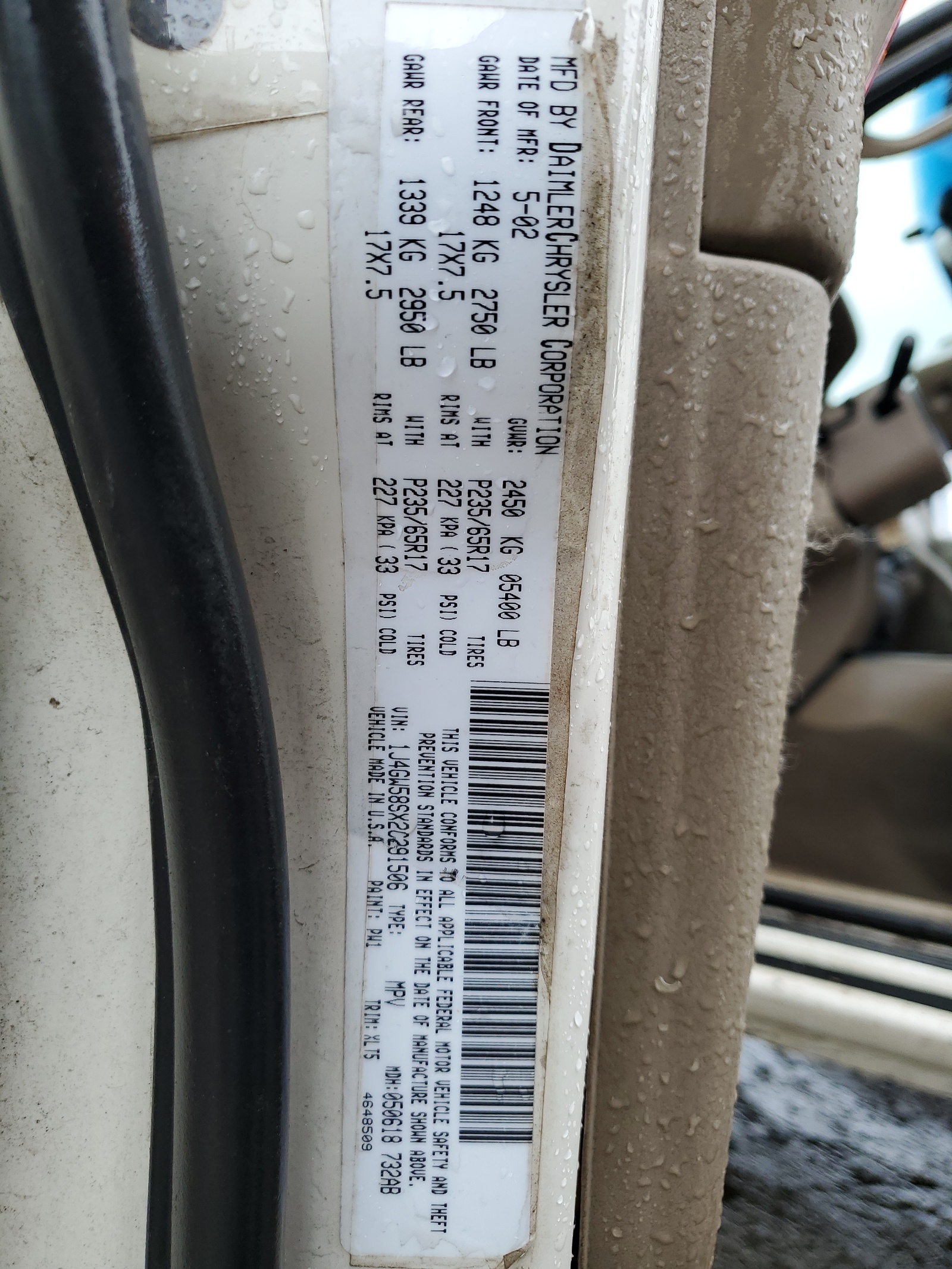 1J4GW58SX2C291506 2002 Jeep Grand Cherokee Limited