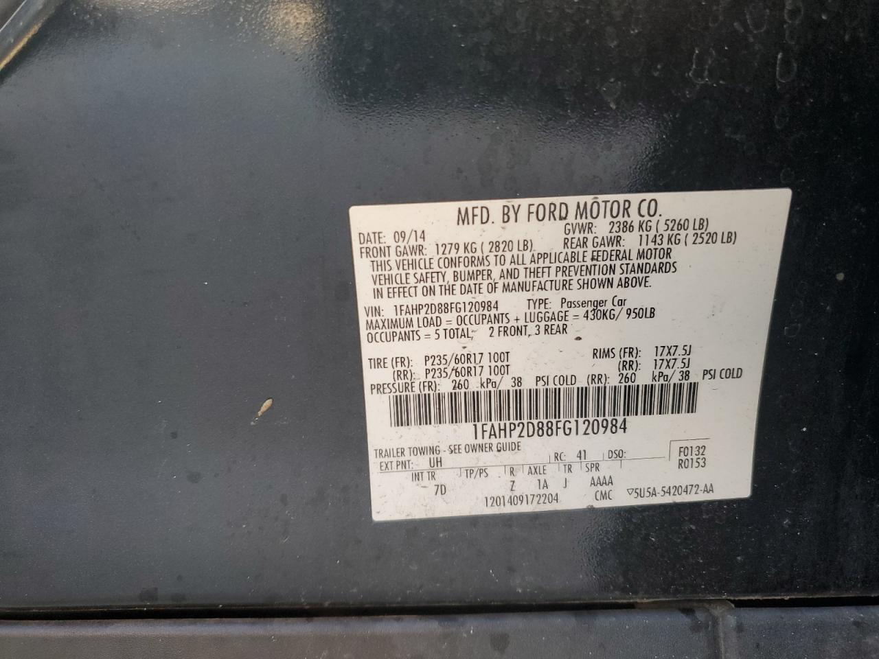 2015 Ford Taurus Se VIN: 1FAHP2D88FG120984 Lot: 67215164