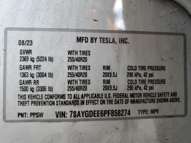 7SAYGDEE6PF858274 Tesla Model Y  14