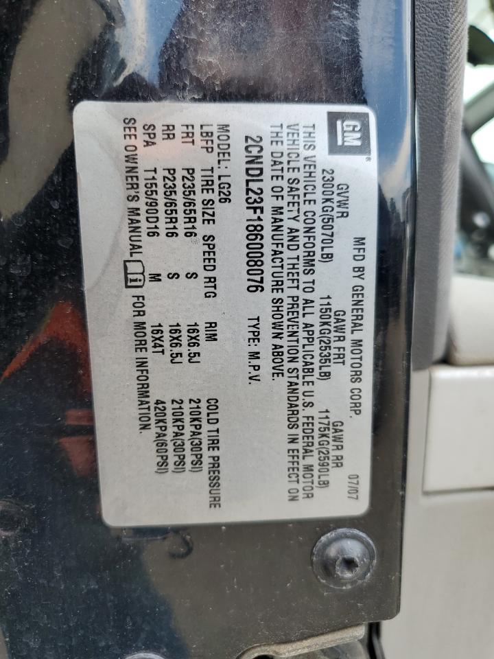 2008 Chevrolet Equinox Ls VIN: 2CNDL23F186008076 Lot: 65969874