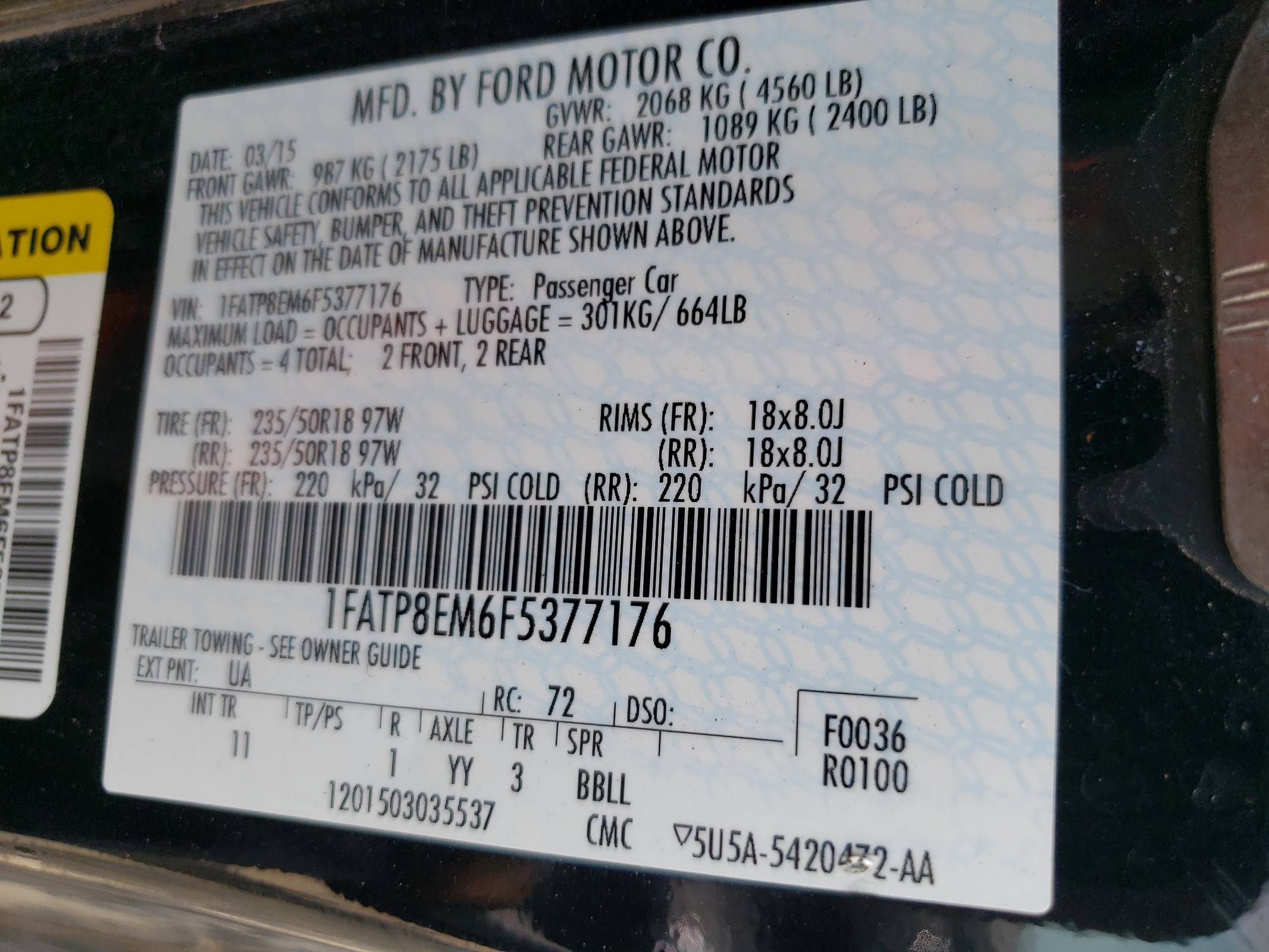 1FATP8EM6F5377176 2015 Ford Mustang