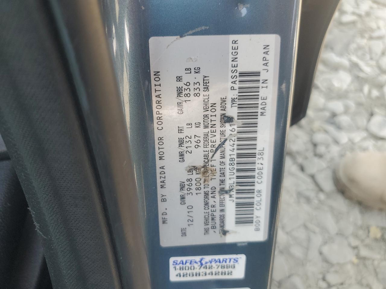 2011 Mazda 3 I VIN: JM1BL1UG8B1442261 Lot: 62835014