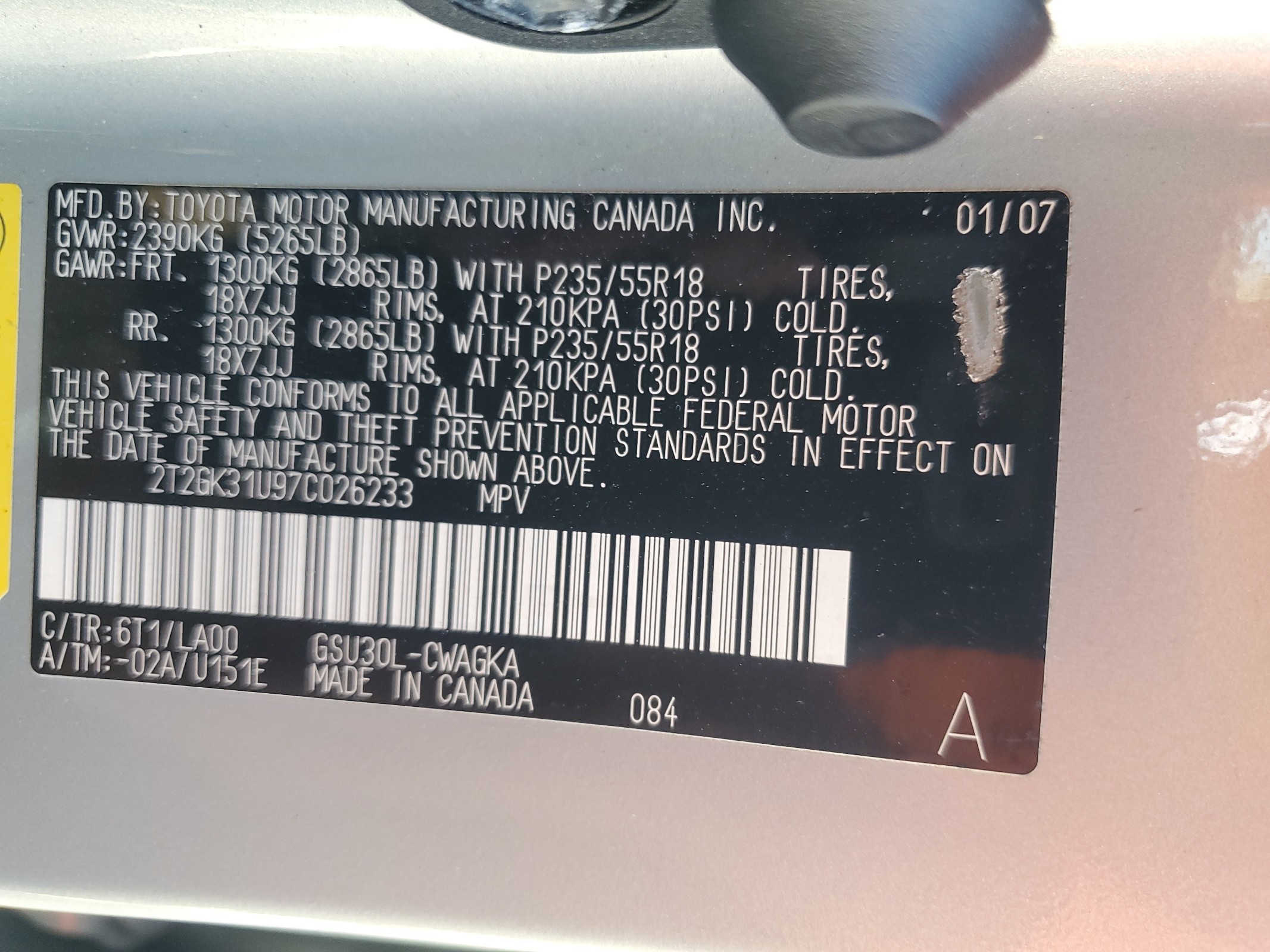 2T2GK31U97C026233 2007 Lexus Rx 350