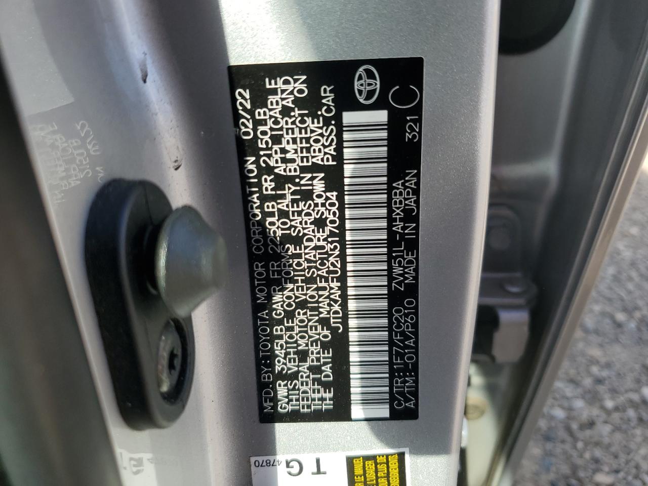 2022 Toyota Prius Night Shade VIN: JTDKAMFU2N3170504 Lot: 67531204