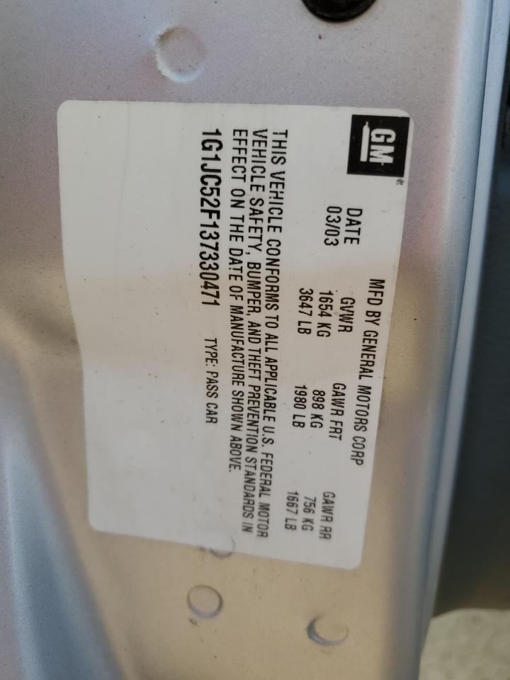 2003 Chevrolet Cavalier VIN: 1G1JC52F137330471 Lot: 67475774