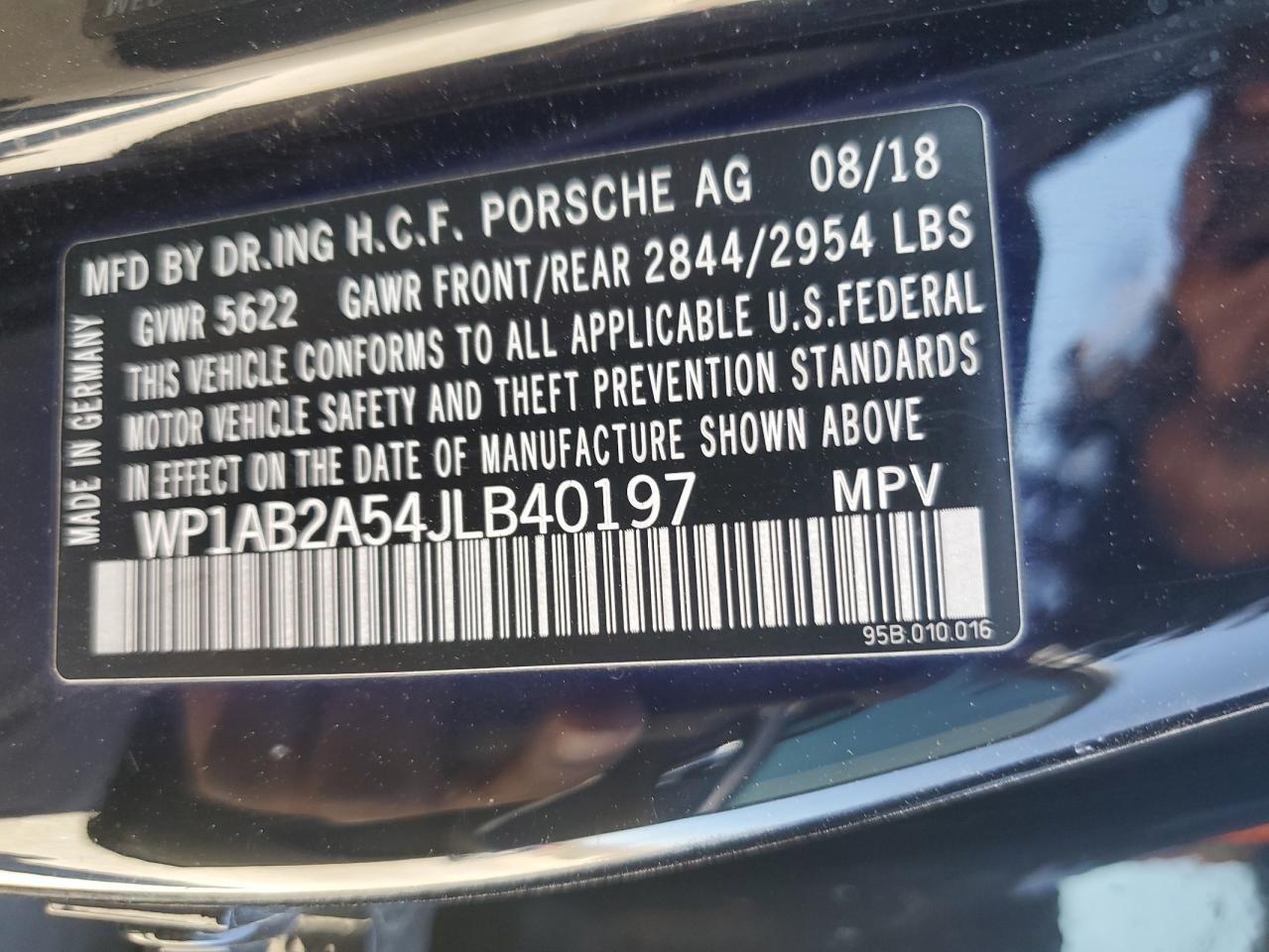 2018 Porsche Macan S VIN: WP1AB2A54JLB40197 Lot: 66436694