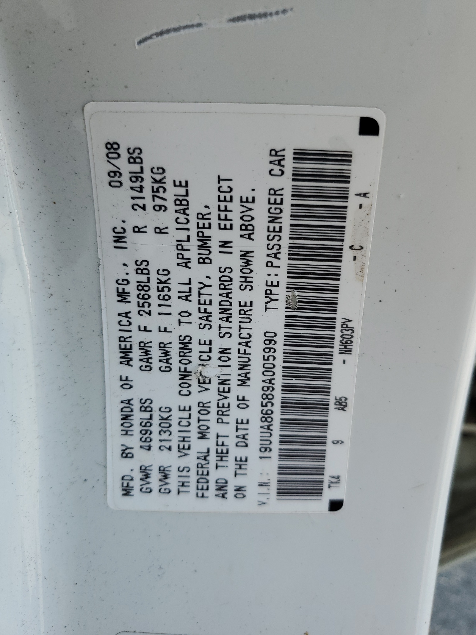 19UUA86589A005990 2009 Acura Tl