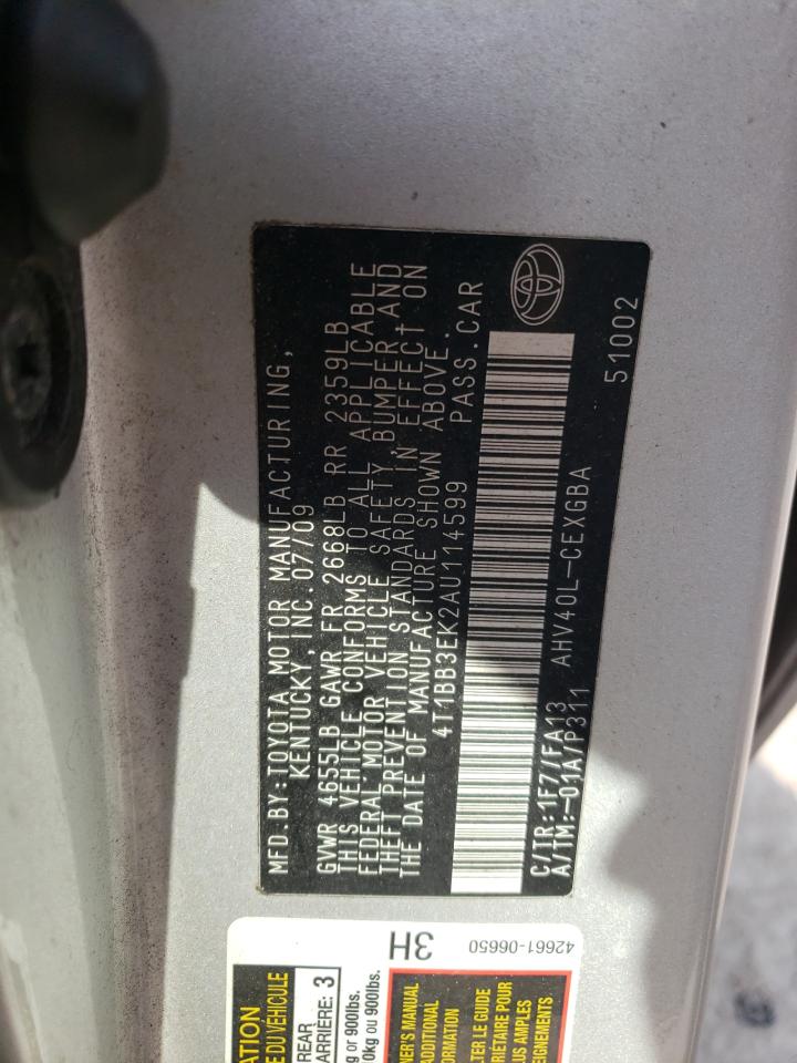 4T1BB3EK2AU114599 2010 Toyota Camry Hybrid