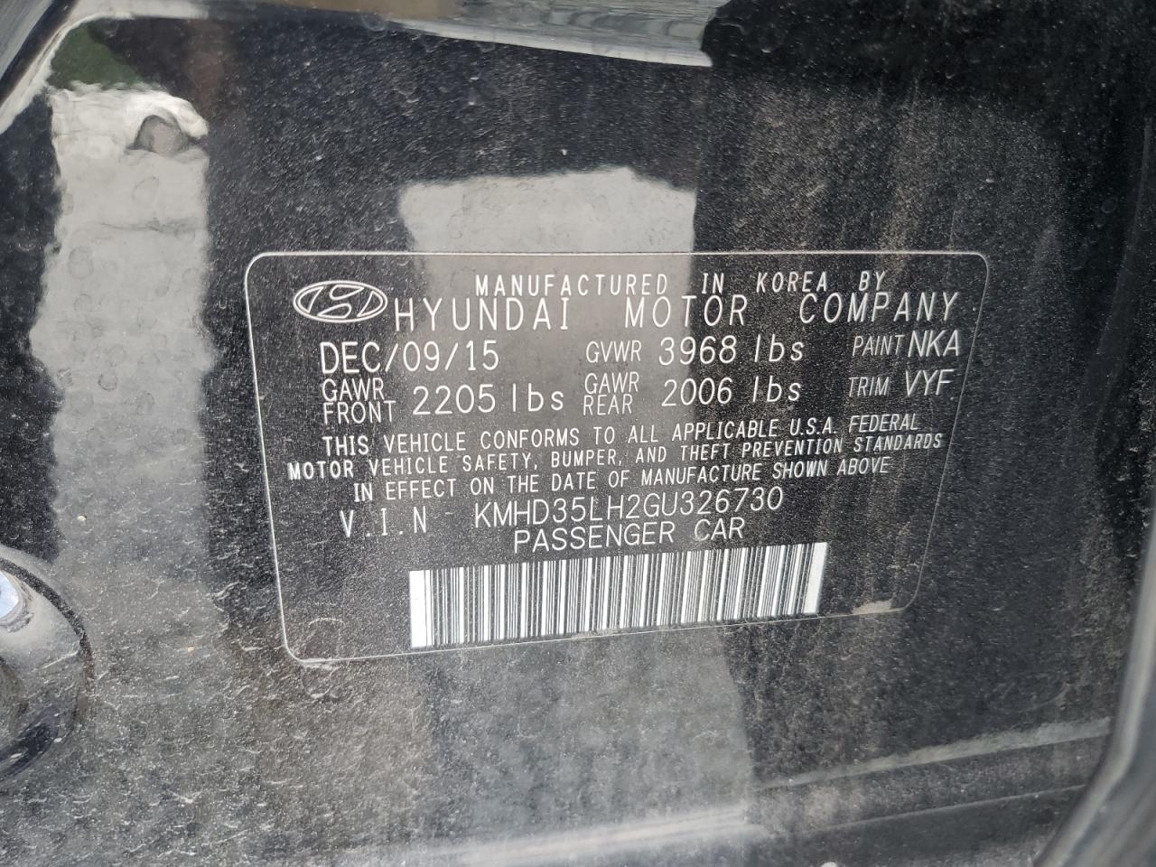 2016 Hyundai Elantra Gt VIN: KMHD35LH2GU326730 Lot: 67878014