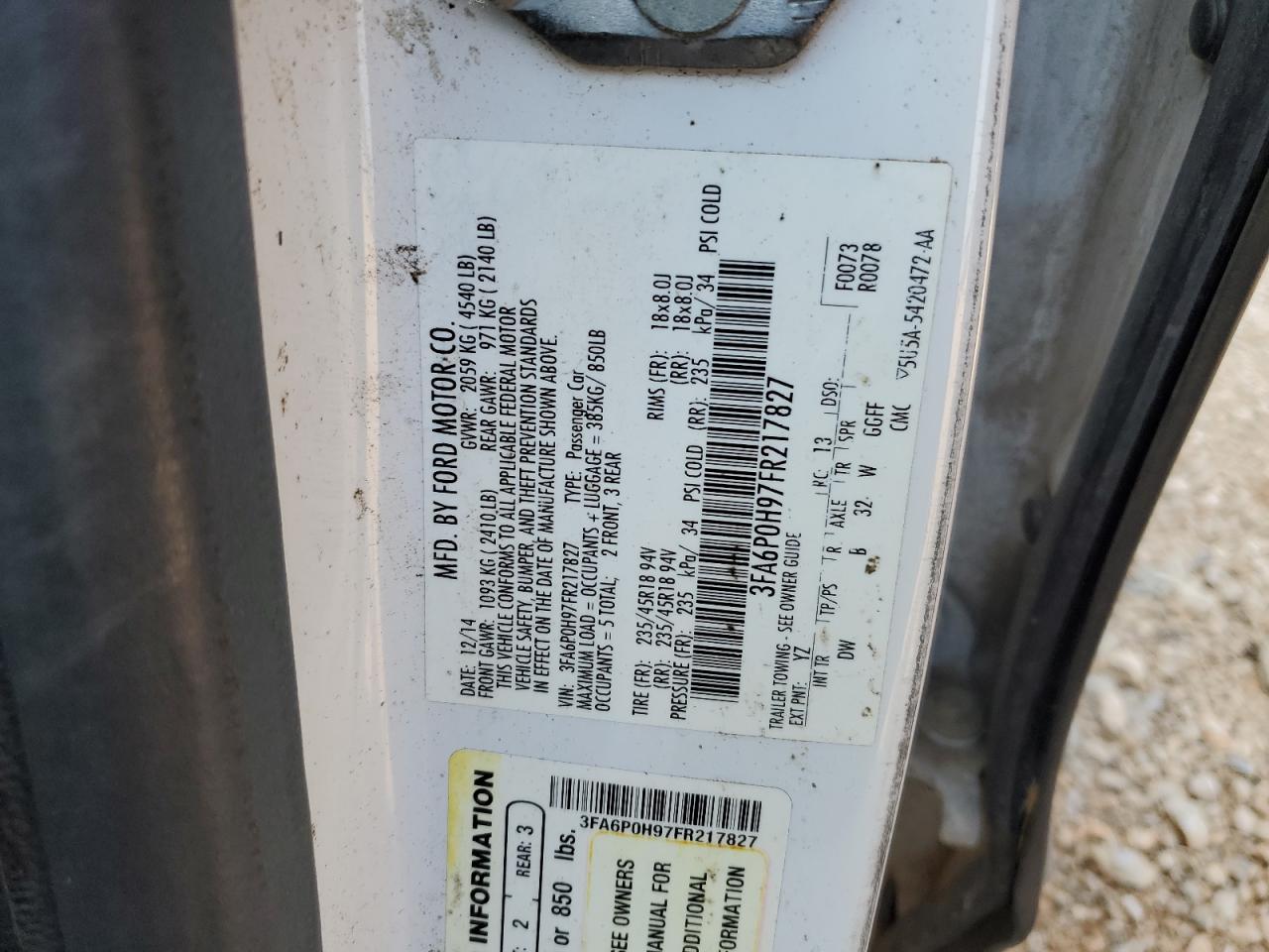 3FA6P0H97FR217827 2015 FORD FUSION - Image 15