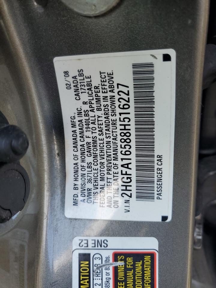 2HGFA16588H516227 2008 Honda Civic Lx