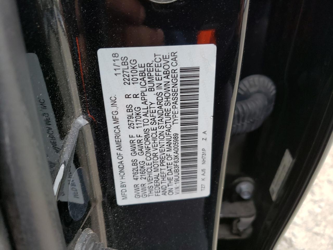 19UUB3F63KA005989 2019 Acura Tlx Technology