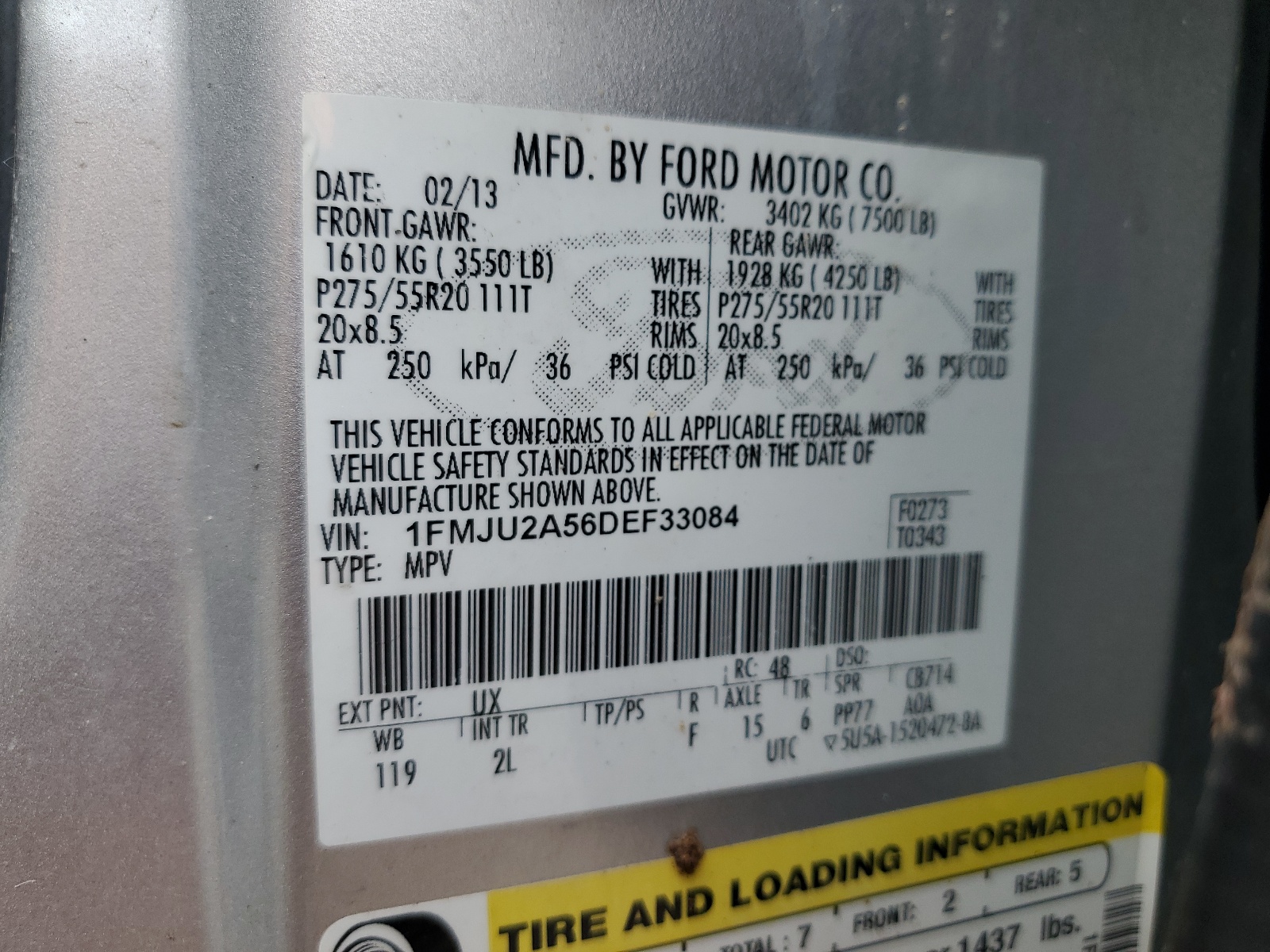 1FMJU2A56DEF33084 2013 Ford Expedition Limited