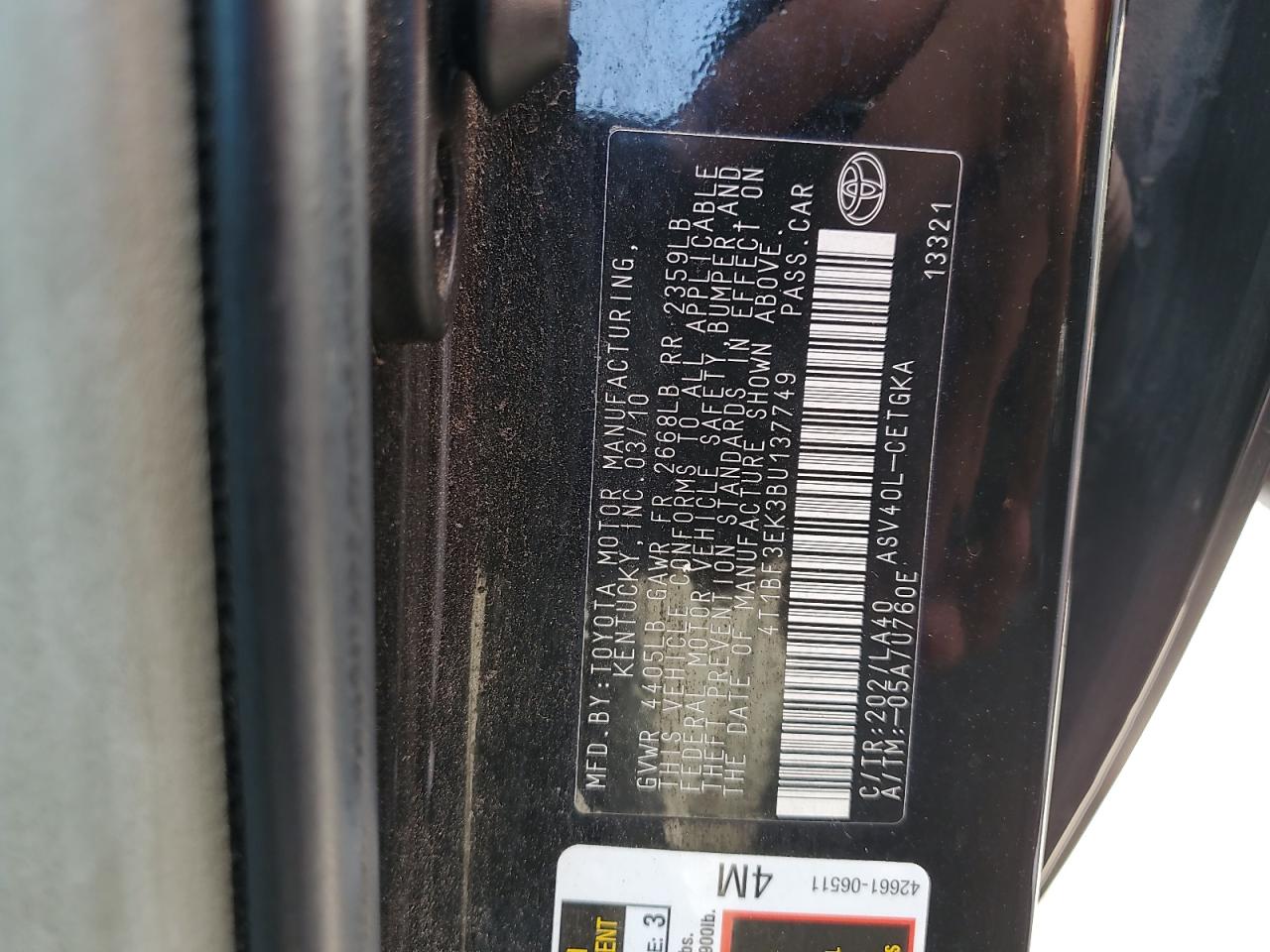 4T1BF3EK3BU137749 2011 Toyota Camry Base