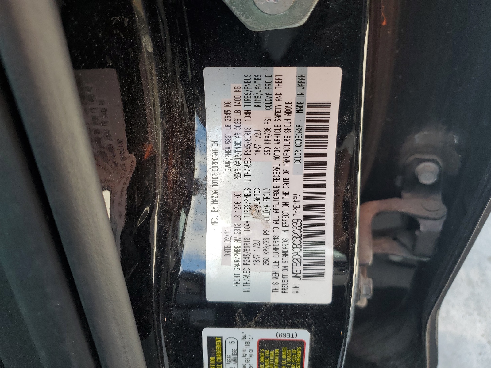 JM3TB2CA0B0320839 2011 Mazda Cx-9