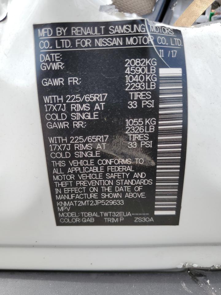 2018 Nissan Rogue S VIN: KNMAT2MT2JP529633 Lot: 65856664