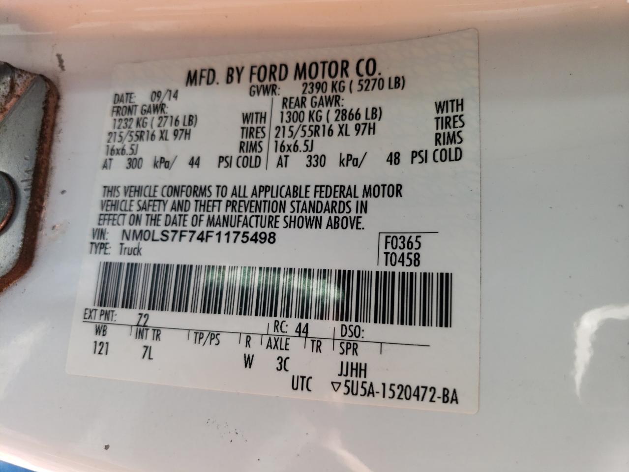 NM0LS7F74F1175498 2015 Ford Transit Connect Xlt