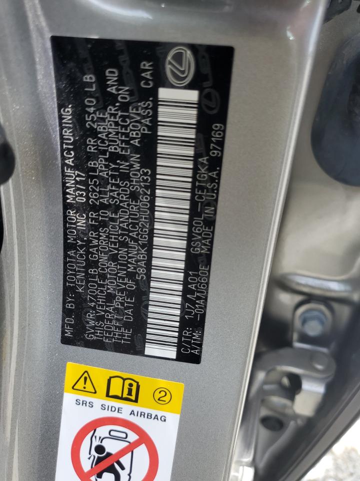 2017 Lexus Es 350 VIN: 58ABK1GG2HU062133 Lot: 63493314