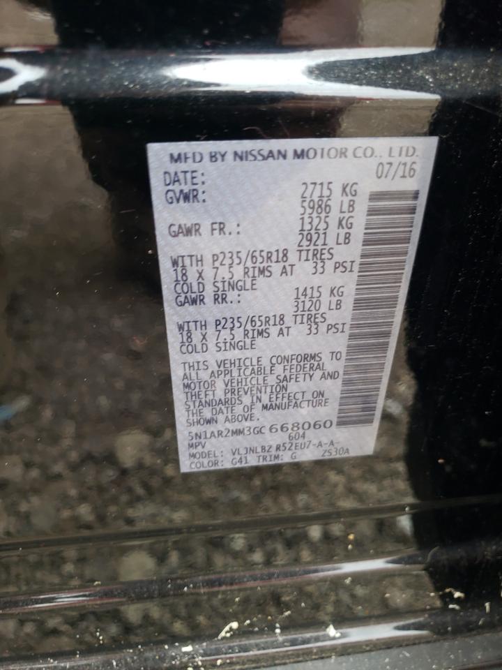 2016 Nissan Pathfinder S VIN: 5N1AR2MM3GC668060 Lot: 65579144