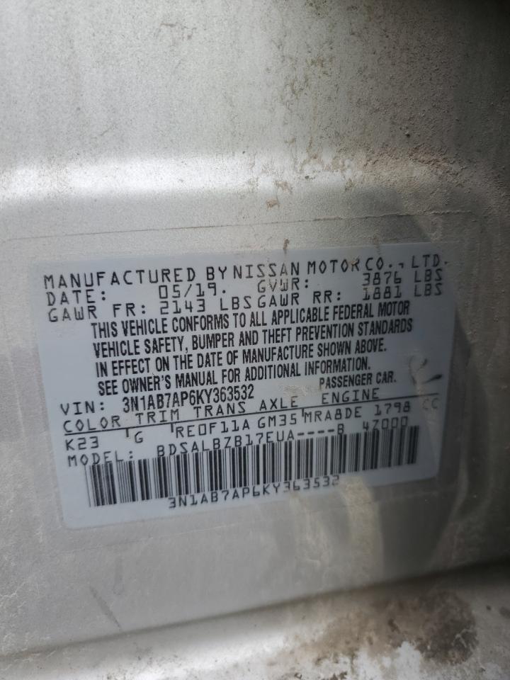 3N1AB7AP6KY363532 2019 Nissan Sentra S