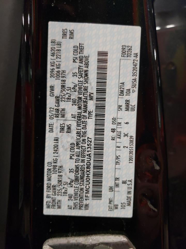 2013 Ford Escape Sel VIN: 1FMCU0HX8DUA13527 Lot: 66010524