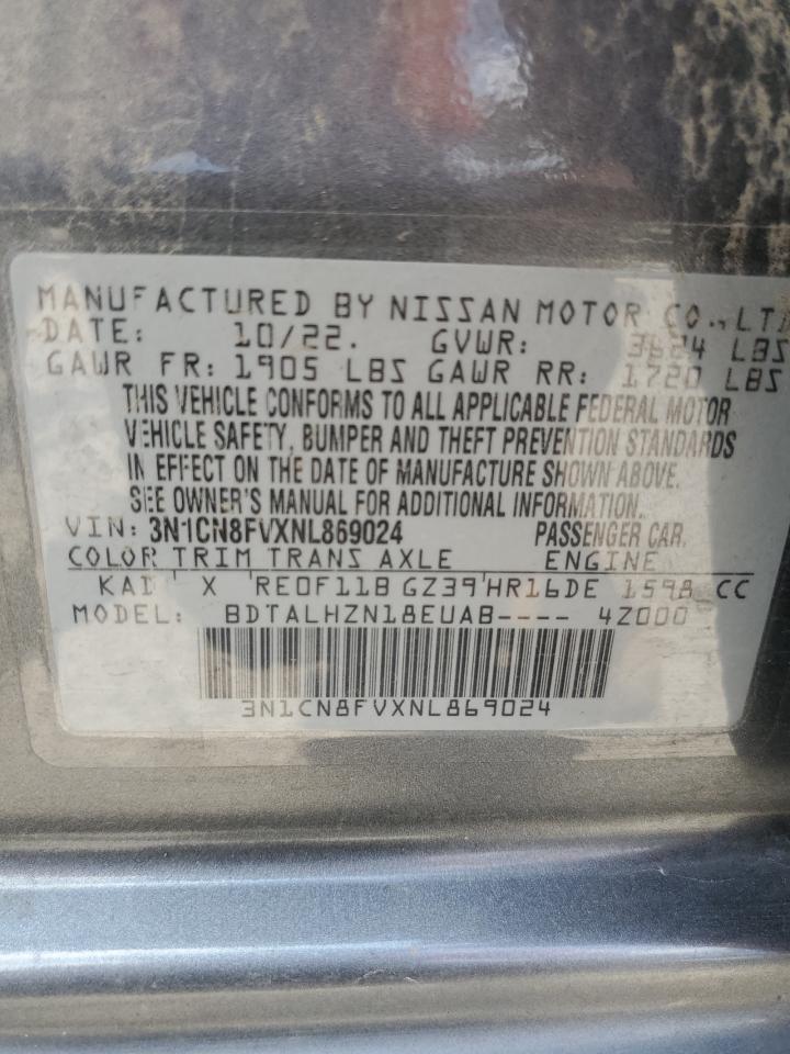 3N1CN8FVXNL869024 2022 Nissan Versa Sr