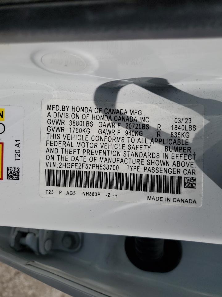 2HGFE2F57PH538700 2023 Honda Civic Sport
