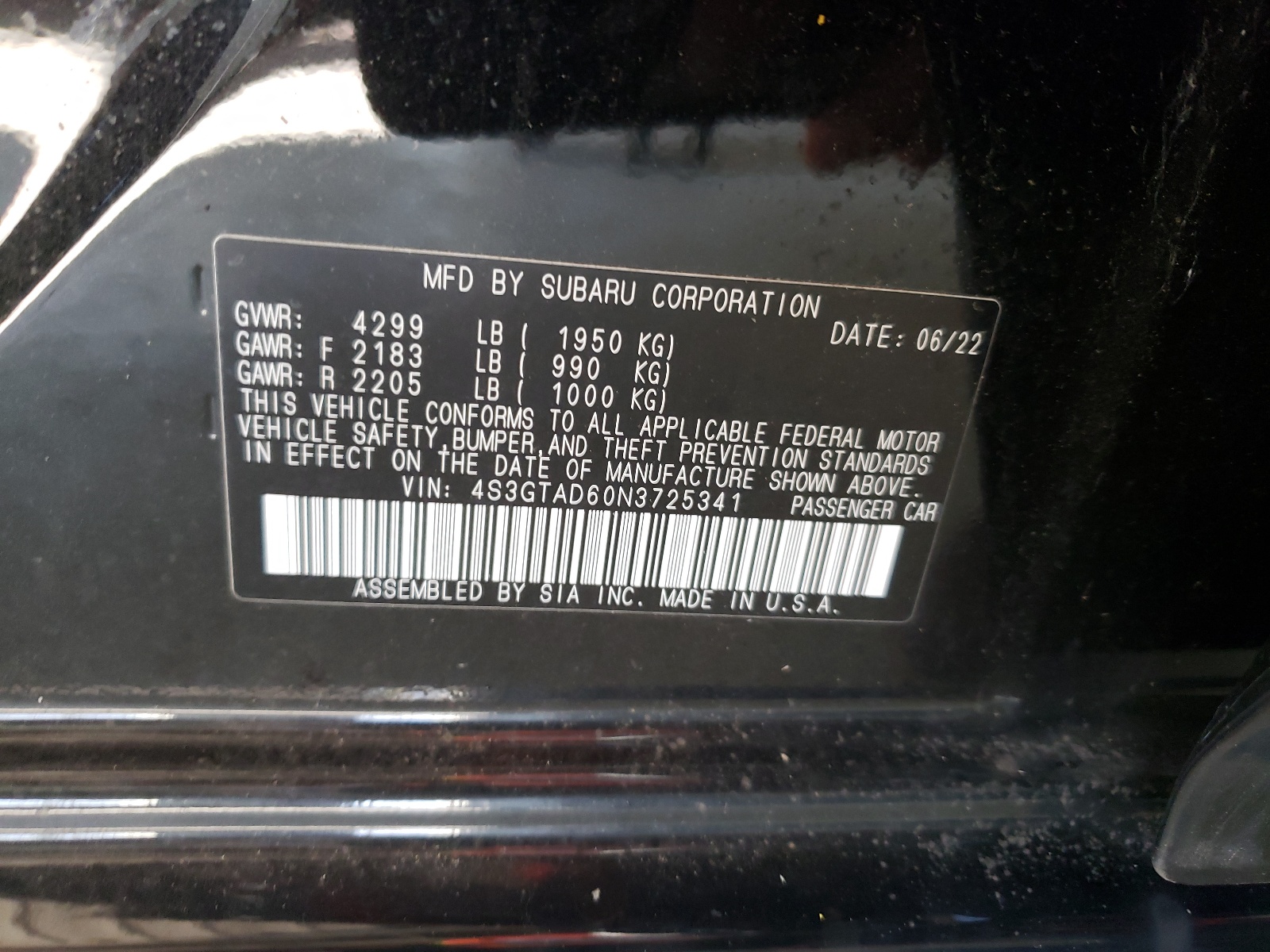 4S3GTAD60N3725341 2022 Subaru Impreza Premium