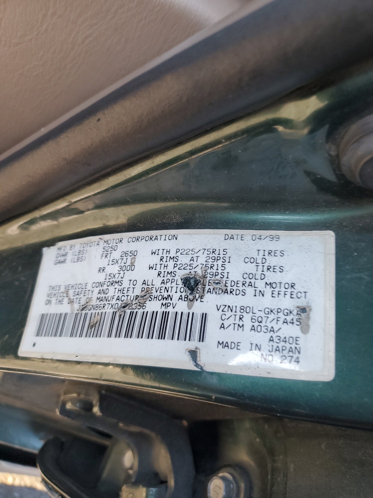 JT3GN86R7X0122356 1999 Toyota 4Runner Sr5