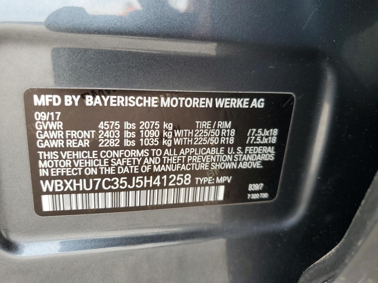 WBXHU7C35J5H41258 2018 BMW X1 Sdrive28I