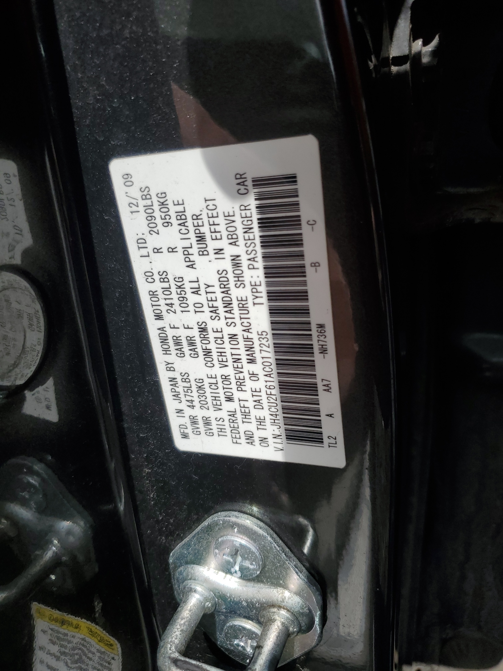 JH4CU2F61AC017235 2010 Acura Tsx