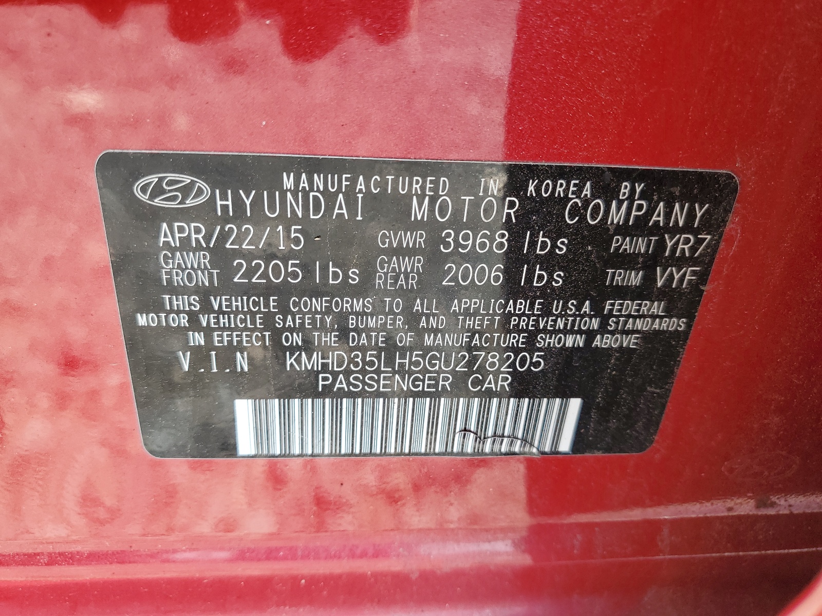 KMHD35LH5GU278205 2016 Hyundai Elantra Gt
