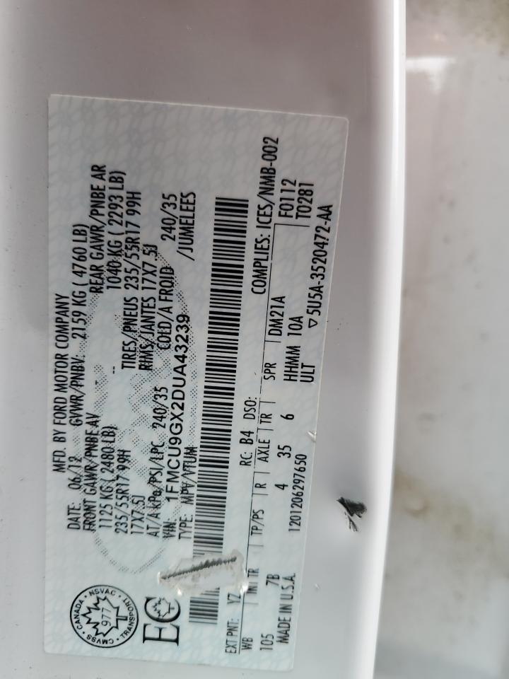 2013 Ford Escape Se VIN: 1FMCU9GX2DUA43239 Lot: 68137054