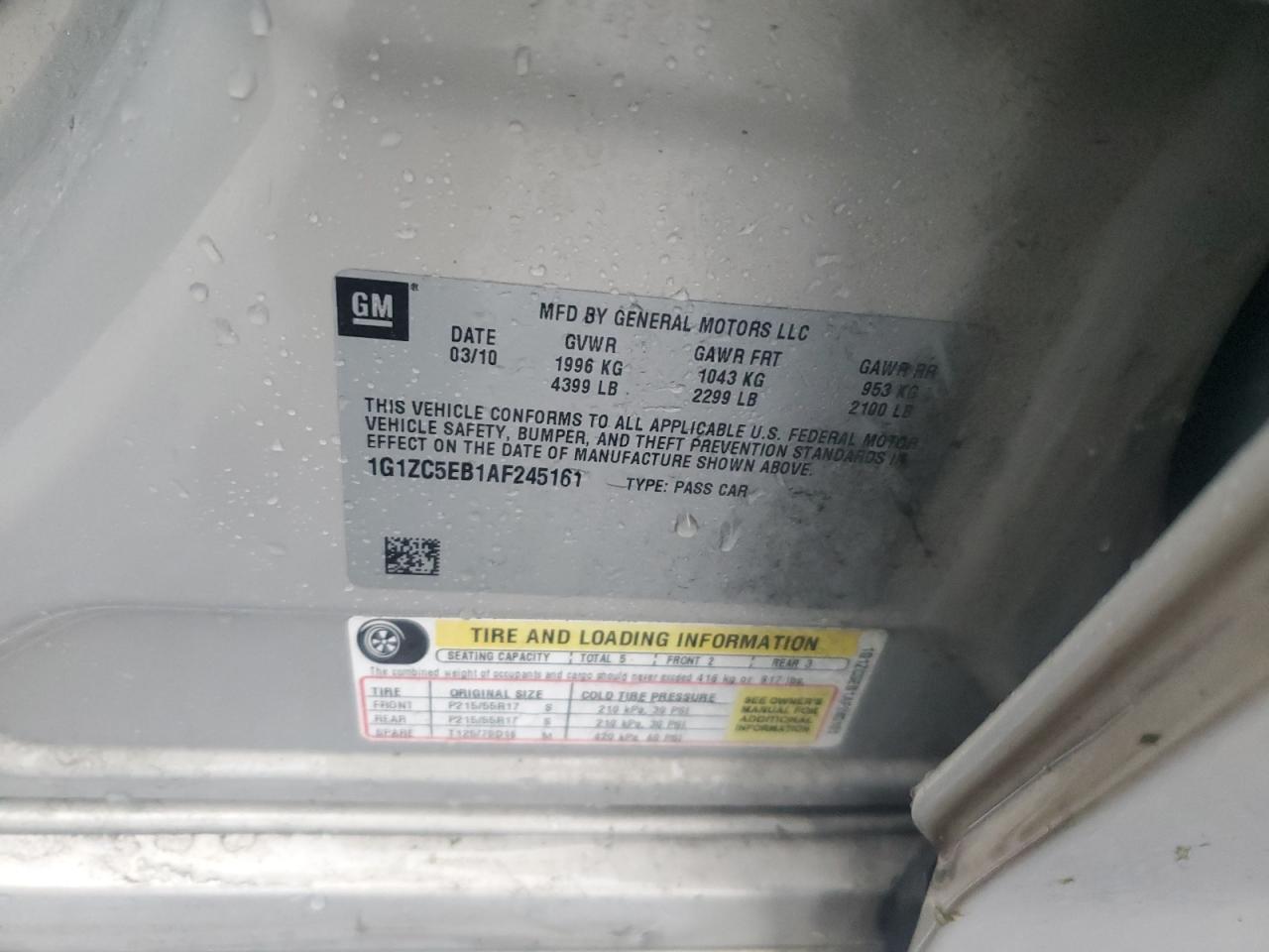 2010 Chevrolet Malibu 1Lt VIN: 1G1ZC5EB1AF245161 Lot: 66241774