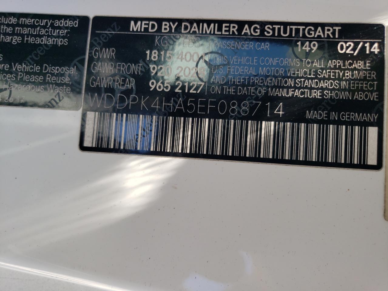 WDDPK4HA5EF088714 2014 Mercedes-Benz Slk 250