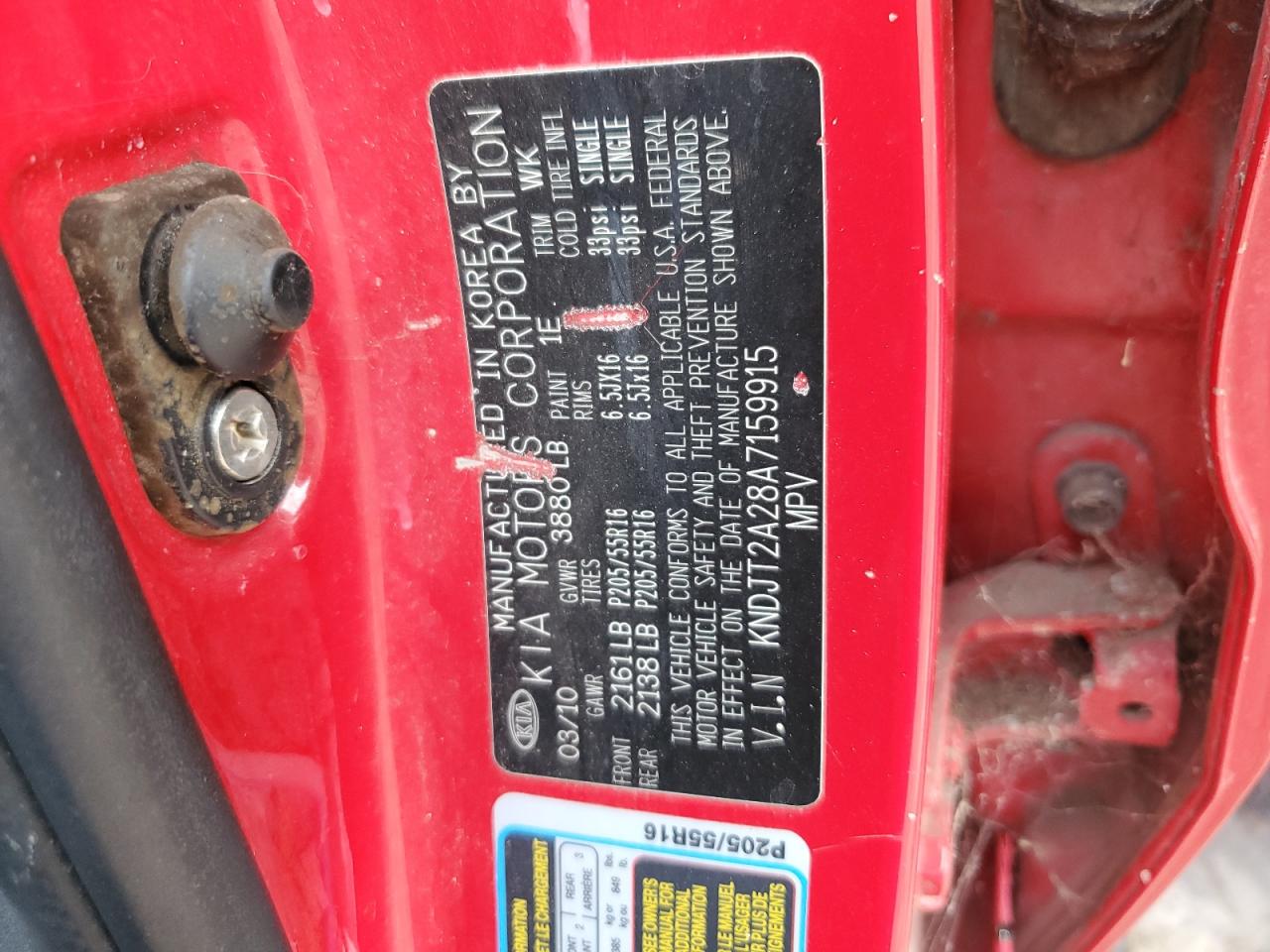 2010 Kia Soul + VIN: KNDJT2A28A7159915 Lot: 65340834