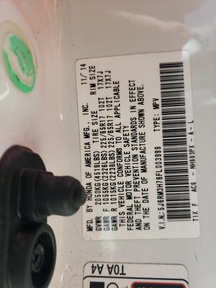 2015 Honda Cr-V Exl VIN: 5J6RM3H76FL003999 Lot: 68157534