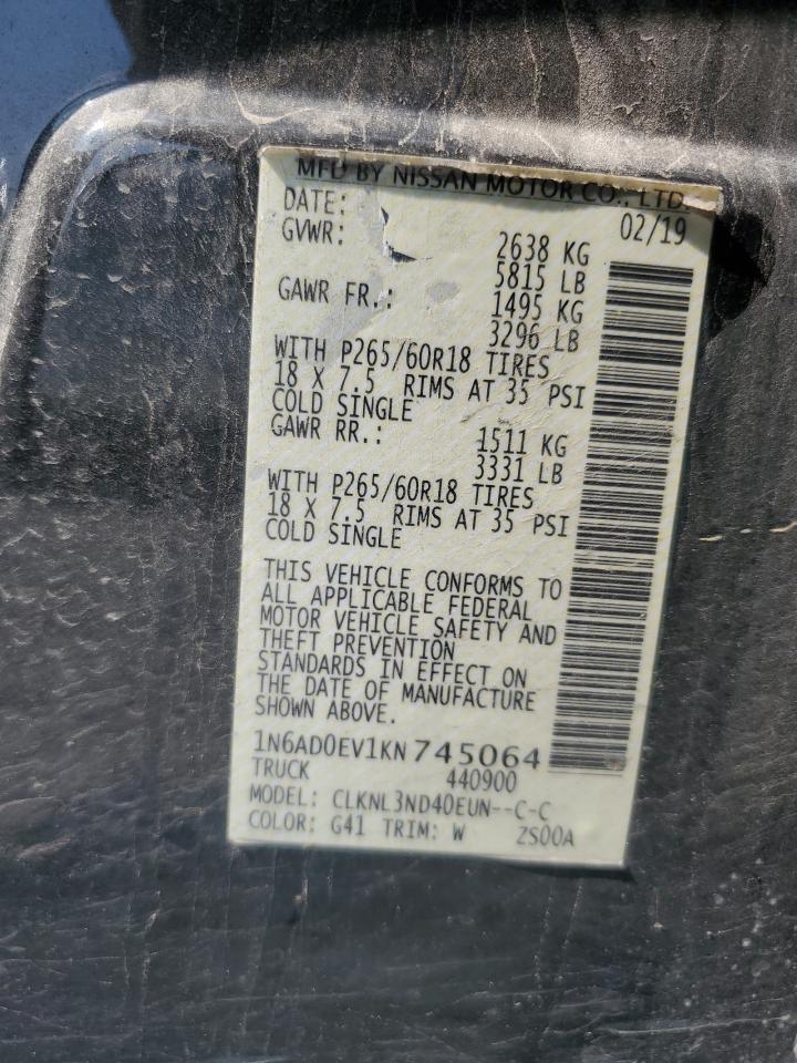 1N6AD0EV1KN745064 2019 NISSAN NAVARA - Image 12